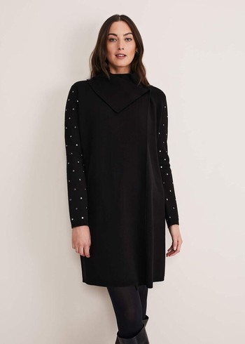 Phase Eight Paloma Stud Sleeve Coats Black Canada | TOCJSE-425